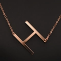 Elegant rose gold necklace featuring a minimalist uppercase H letter pendant for women - Rose Gold H