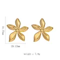 Detail showing 31mm matte gold geometric five-petal flower earrings with size dimensions - Matte Gold Five-petal Flower Studs