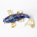 Deep blue and white resin koi fish figurine with natural crystal and gold flakes - Lapis Lazuli