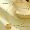 Elegante girocollo in titanio dorato con ciondolo circolare a trama a spirale per donna - Ciondolo a Spirale-NMSN-B327-1