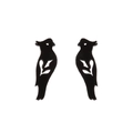 Minimalist black bird stud earrings in symmetrical bird shape with smooth finish - Black