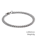 Men's 5mm silver cuban link chain bracelet in stainless steel with lobster clasp - Silver 5mm Style (KB126667-Z)