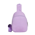 Kids minimalist solid light purple nylon chest bag with adjustable strap and dual zippers - Purple