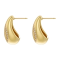 Elegant gold-plated teardrop stud earrings with fine zircon micro-inlay on white background - VE1181 Gold Water Drop with Zircon Row
