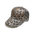 Detail view of stylish leopard print baseball cap with metallic gold foil finish - M(56-58cm) / Gray