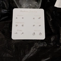 Silver earring set featuring stars and moon designs on white display card - 30# Silver Needle-Eco Silver-Star Moon Crown