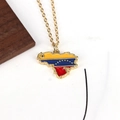 Venezuela map necklace with yellow blue red enamel and gold plated water wave chain - Venezuela Map Enamel Style