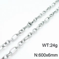 Collana a catena ad O testurizzata in acciaio al titanio argento con moschettone, 600x6mm - Tonalità Argento (60cm)