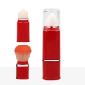 Portable 2-in-1 makeup brush in red case with gradient fiber bristles and sponge tip - Square 2-in-1 Telescopic Brush + OPP Bag / Burgundy