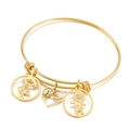 Verstellbarer goldener Edelstahlarmreif mit Jungen-, Mädchen- und Herzanhängern - Gold (KB148242-Z)