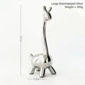 Modern electroplated silver giraffe ceramic statue in large size, 27cm height minimalist decor - Large / Electroplated Silver