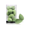 10-piece matcha green waterdrop makeup sponge set in a clear jar with aluminum lid - 10 Pcs/Jar - Matcha (09)
