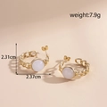 Golden chunky chain C-shaped earring with white round gemstone inlay and butterfly clasp - ER-82 Gold Chain White Stone Earrings