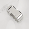 Polished silver geometric wide cuff bracelet with minimalist modern design features - Rectangular Polished Hinged Bangle (SL285) / Silver