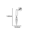 Surgical steel piercing stud with rectangular zircon and silver cone spike dangle - Silver Rectangle Zirconia Spike (2622-3# Silver)