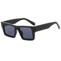 Moderne schwarze eckige Sonnenbrille mit dunkelgrauen Gläsern für Streetstyle-Mode - Glänzend Schwarz (C01)