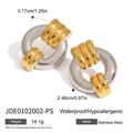 Boucles d'oreilles rondes minimalistes en acier inoxydable bicolore or et argent - Style Croix Concentrique Bicolore (JDE0102002-PS)