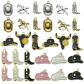Set ciondoli smaltati stile cowboy con cappello stivali cavallo e teschio di toro - Set 30 Pezzi Serie Western Cowboy (SN1042)