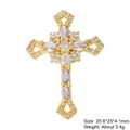 Golden cross pendant with clear cubic zirconia stones and pearl detail on white background - Style 76/Gold Clear Zircon Cross/35.6*25*4.1mm