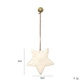 White ceramic star ornament with gold edges and brown hanging string, 6cm size - White Star