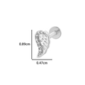 Silver stainless steel wing labret stud earring with clear zircon and flat back - Wing (0155-2#) / Silver