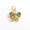 Fashion gold plated copper butterfly pendant with multi-color zircon stones for DIY jewelry - Multicolored Zirconia Gold Butterfly Style (05)