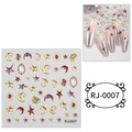5D embossed nail stickers star moon gemstone DIY nail art decoration variant style RJ0007 - Cartoon Sticker (RJ-0007) / 60X60mm