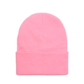 Pink rib-knit beanie hat for adults featuring a classic cuffed design for winter warmth - Kids / Rose Pink