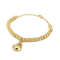 Vergoldetes Edelstahl-Kugelarmband mit poliertem Herzanhänger und Karabinerverschluss - Gold (KB157221-Z)
