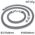 Set di gioielli con catena NK in metallo scuro, include collana e bracciale coordinati - Set Nero Ossidato (KS191394-KFC)
