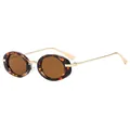 Retro oval sunglasses with tortoiseshell frames and gold metal temples, model C8 - Tortoise Brown