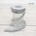 Silver tinsel garland roll on 3-yard spool for Halloween decor and DIY crafts - 3 Meters / Silver