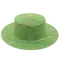 Chapeau de paille vert artistique avec graffitis de peinture colorée pour un look mode - Taille Unique [Chapeau de Paille Boater] / Graffiti (Vert Herbe)