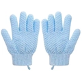 Peeling-Handschuhe aus Nylon in Hellblau mit elastischen Bündchen und Aufhängeschlaufe - 1 Paar / Blau