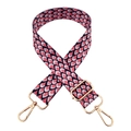 Close-up of 3.8cm colorful fish-scale pattern woven strap with gold metal buckles - Peach Pink Navy + Silver Buckle