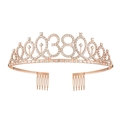 Corona 38 compleanno oro rosa con strass scintillanti e pettini su sfondo bianco - 38 anni