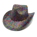 Detail of colorful sequins on Western cowboy hat with wide brim for party stage - Heart Multi-color