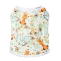 Gilet vert pour animaux avec imprimé girafe et éléphant et bords côtelés blancs - S / Vert Clair Éléphant Girafe