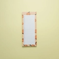 Magnetic list notepad featuring hand-drawn orange pattern and functional check boxes - Orange
