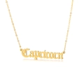 Minimalist 18k gold plated Capricorn zodiac letter pendant necklace in gothic font style - Capricorn