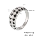 18k gold plated stainless steel ring with black and white enamel checkerboard pattern - US 6 / Steel