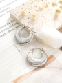 Silver thick hoop earrings with embossed spiral texture on a natural stone surface - Spiral Embossed Thickened Hoop Style (MS-212 Steel)