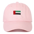 Close-up of detailed flag embroidery on pink cotton canvas baseball cap - Adjustable / Pink