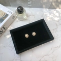 Vintage style pearl earrings on a premium black velvet jewelry display tray - Long Plush / Small Empty Tray / Black
