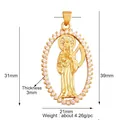 Gold plated Santa Muerte pendant with scythe and scales surrounded by cubic zirconia - M291094-Oval Santa Muerte White CZ