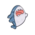 Cartoon shark enamel pin badge featuring a playful blue and white oceanic design - Shark Style (XZ8700)