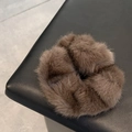 Plush faux fur scrunchie in deep brown, soft hair tie for autumn and winter hairstyles - Plush Scrunchie / Brown