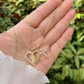 Collana placcata oro 18 carati con pendenti cuore Madonna e croce con diamanti - Vergine Maria Cuore e Croce