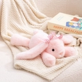 Pink plush rabbit doll with red plaid bow tie lying on soft fleece blanket - 35cm / Pink Rabbit