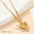 Golden heart pendant necklace with I Love You engraving and 1.6cm size display - 75-Gold I Love You Heart Necklace